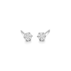 Facet Barcelona 14kt White Gold Petite Diamond Cluster Stud Earrings