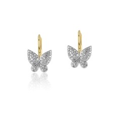 Phillips House 14kt Yellow Gold "Petite Butterfly" Diamond Drop Earrings
