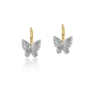 Phillips House 14kt Yellow Gold "Petite Butterfly" Diamond Drop Earrings