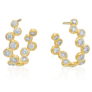 Gumuchian 18kt Yellow Gold ZigZag Moonlight Curve Diamond Earrings