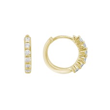 14kt Yellow Gold Prong Set Diamond Huggie Hoops