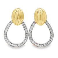 Estate Spark Creations 18kt Two-tone Gold Door Knocker Diamond Earrings