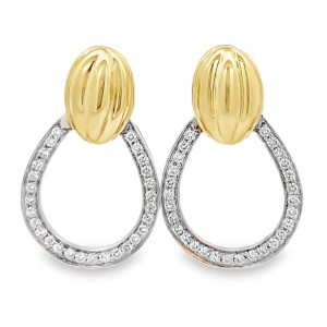 Estate Spark Creations 18kt Two-tone Gold Door Knocker Diamond Earrings