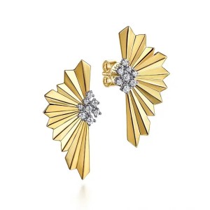 Gabriel & Co. 14kt Yellow Gold And Diamond "Radiant Fan" Earrings