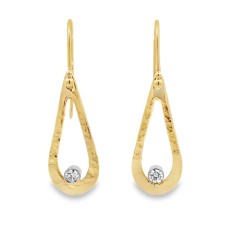 J&S Freeman 14k Yellow Gold And Diamond Dangle Earrings