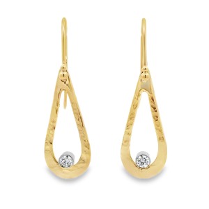 J&S Freeman 14k Yellow Gold And Diamond Dangle Earrings