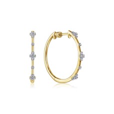 Gabriel & Co. 14kt Yellow Gold Diamond Stations Hoop Earrings