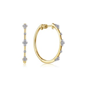 Gabriel & Co. 14kt Yellow Gold Diamond Stations Hoop Earrings