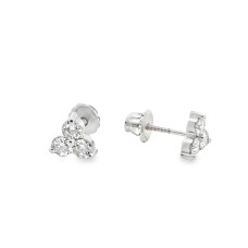 Estate 14kt White Gold Diamond Trio Earrings