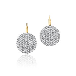 Phillips House 14kt Yellow Gold "Infinity" Pave Diamond Leverback Earrings