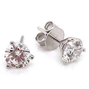 14kt White Gold 1.394 Carat Total Weight Round Diamond Stud Earrings