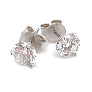 14kt White Gold 1.537 Carat Total Weight Round Diamond Stud Earrings