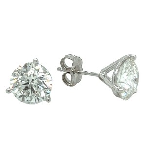 14kt White Gold 4.085 Carat Total Weight Round Diamond Stud Earrings