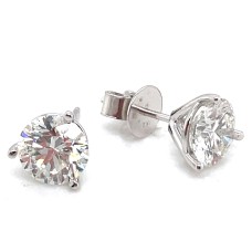 14kt White Gold 2.064 Carat Total Weight Round Diamond Stud Earrings