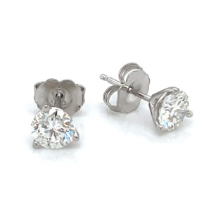 14kt White Gold 1.049 Carat Total Weight Round Diamond Stud Earrings