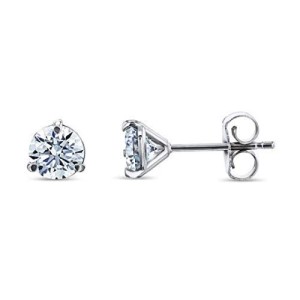 14kt White Gold 0.541 Carat Total Weight Round Diamond Stud Earrings