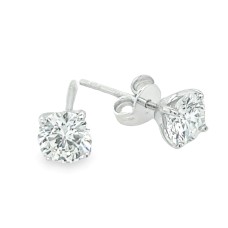 18kt White Gold 1.313 Carat Total Weight Round Diamond Stud Earrings