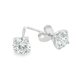 18kt White Gold 1.313 Carat Total Weight Round Diamond Stud Earrings