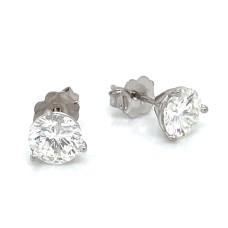 14kt White Gold 1.92 Carat Total Weight Round Diamond Stud Earrings
