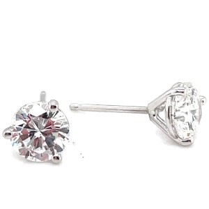 14kt White Gold 1.336 Carat Total Weight Round Diamond Stud Earrings