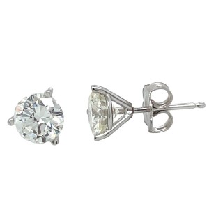 14kt White Gold 1.599 Carat Total Weight Round Diamond Stud Earrings