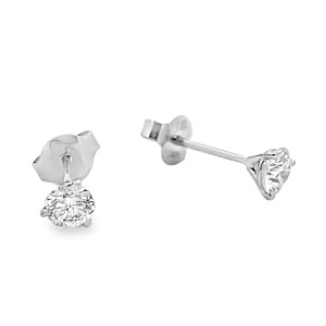 Estate 14kt White Gold 0.85 Carat Total Diamond Solitaire Stud Earrings