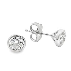 14kt White Gold 0.688 Carat Total Weight Bezel-set Round Diamond Stud Earrings