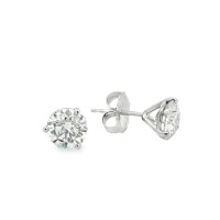 Platinum 2.45carat Total Weight Round Diamond Stud Earrings