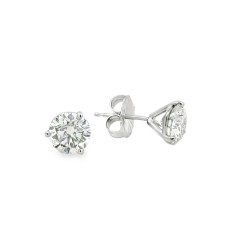 Platinum 2.45carat Total Weight Round Diamond Stud Earrings