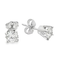 Estate 14kt White Gold 1.00 Carat Diamond Solitaire Stud Earrings