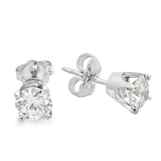 Estate 14kt White Gold 1.00 Carat Diamond Solitaire Stud Earrings