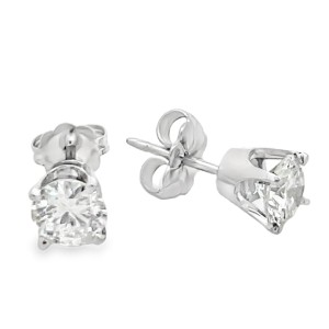 Estate 14kt White Gold 1.00 Carat Diamond Solitaire Stud Earrings