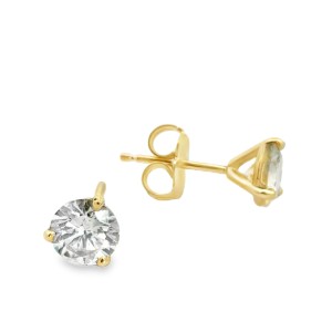 14kt Yellow Gold 1.136 Carat Total Weight Round Diamond Stud Earrings