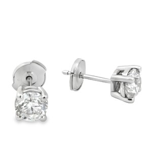 Estate 1.25 Carat Total Weight Diamond Solitaire Stud Earrings