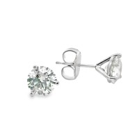 Platinum 2.00 Carat Total Weight Round Diamond Stud Earrings