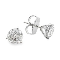 14kt White Gold 3.065 Carat Total Weight Round Diamond Stud Earrings