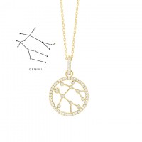 Facet Barcelona 14kt Yellow Gold Diamond "Gemini" Constellation Pendant Necklace