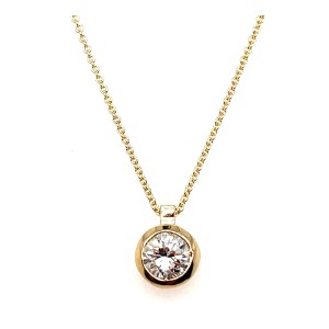 14kt Yellow Gold Bezel-set Diamond Solitaire Pendant Necklace