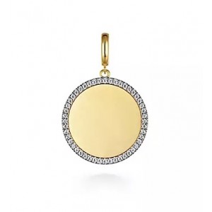 Gabriel & Co. 14kt Yellow Gold And Diamond Disc Pendant