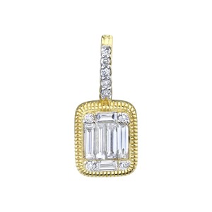 Sloane Street 18kt Yellow Gold Rectangular Diamond Cluster Pendant Necklace