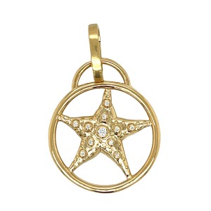 Gumuchian 18kt Yellow Gold Diamond Starfish Circle Charm/pendant