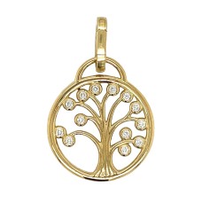 Gumuchian 18kt Yellow Gold Diamond Tree Of Life Circle Charm/pendant