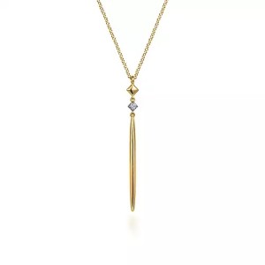 Gabriel & Co. 14kt Yellow Gold Diamond-accented Spike Dangle Pendant Necklace
