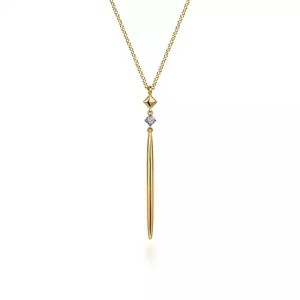 Gabriel & Co. 14kt Yellow Gold Diamond-accented Spike Dangle Pendant Necklace