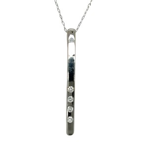 Estate 14kt White Gold Hand Fabricated Diamond Bar Pendant