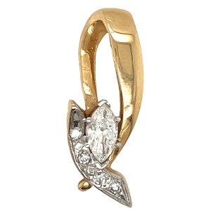 Estate 14kt Yellow Gold Marquise Asymmetrical Diamond Pendant