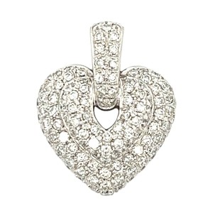 Estate 14kt White Gold Pave Diamond Heart Pendant