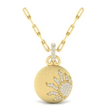 Vlora 14kt Yellow Gold Diamond Sun Pendant Necklace