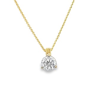 14kt Yellow Gold Round Diamond Solitaire Pendant Necklace
