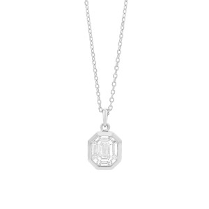 Facet Barcelona 14kt White Gold Invisible-set Diamond Cluster Pendant Necklace